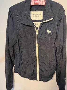 XL Navy Blue VTG Abercrombie & Fitch Full Zip Windbreaker Jacket MOOSE